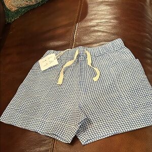 Kids Blue and White Checkered Shorts